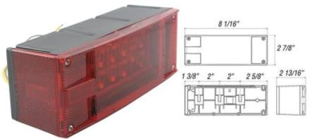 Red LED STT 8.06 Rect light with 18D Seld and license plate illumination by Tex Trail, suitable for vehicle electrical and lighting needs.