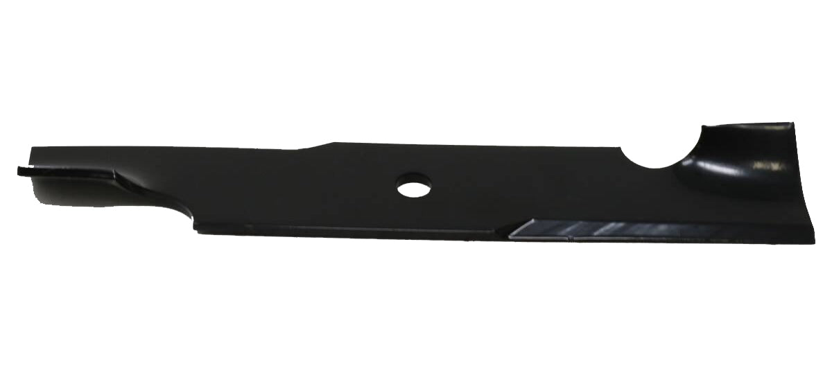 42-inch high lift mower blade by Bad Boy Inc, designed for MZ models, shown in a close-up image of the blade's cutting edge.