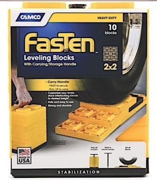 Camco Fasten Leveling Blocks 2x2 w/ T-Handle - CMC44512