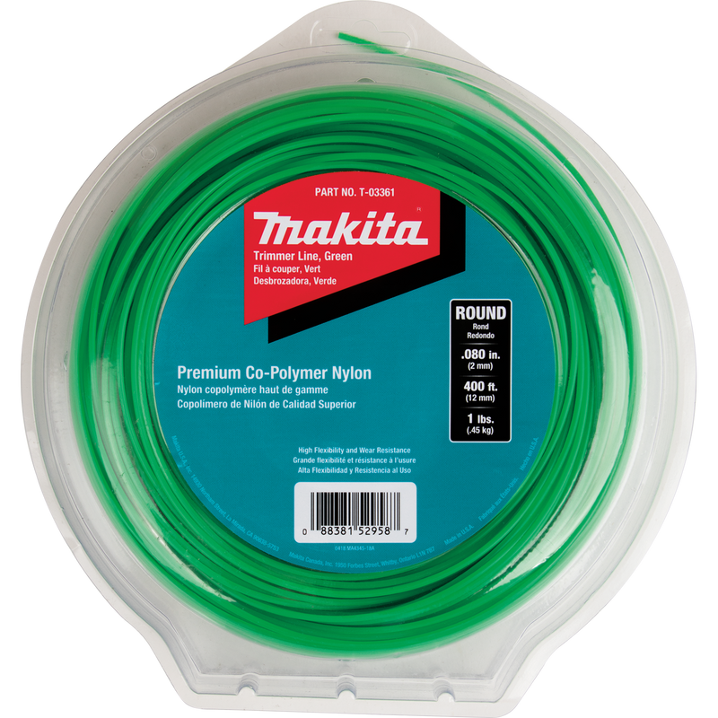 Makita Round Trimmer Line, 0.080”, Green, 400’, 1 lbs