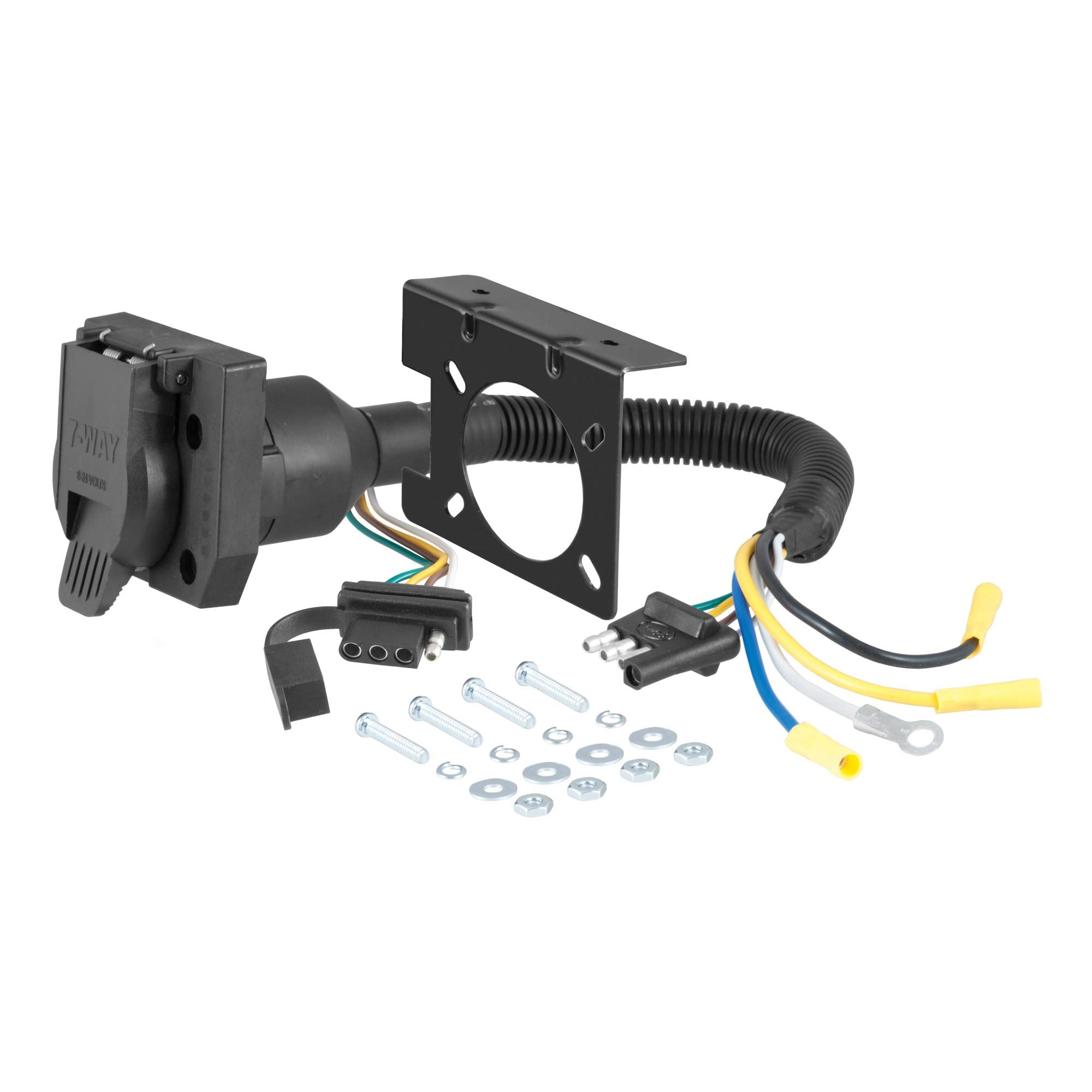 Curt 55774 dual-output 7 and 4-way electrical connector for USCAR vehicles, used for trailer and lighting connections.