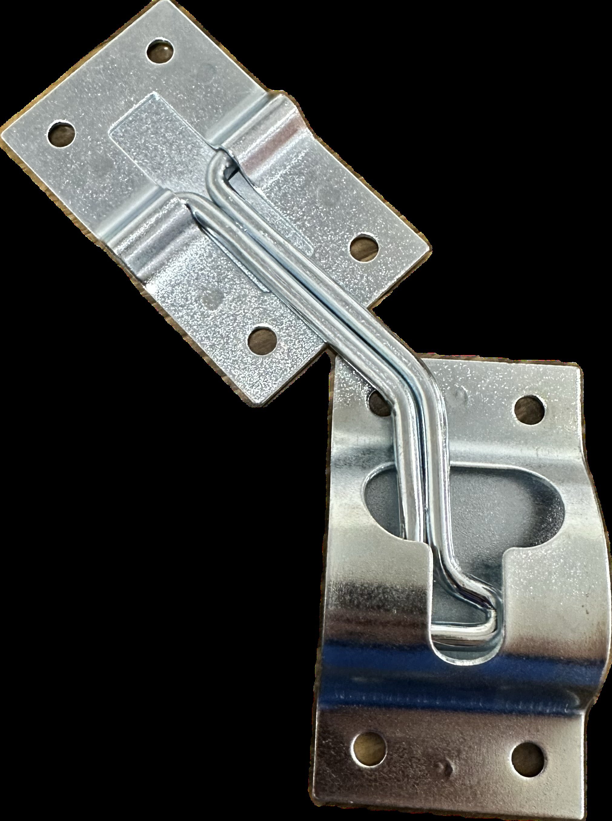 Zinc door holder, 4-inch, 45-degree angle, body and frame component from Dexter Distribution Group LLC, mounted on a door.