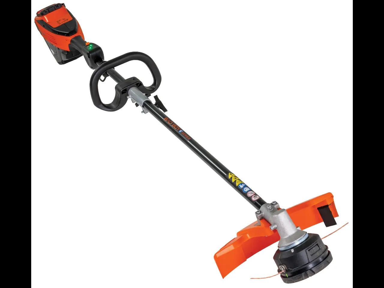 16-inch string trimmer from Indiana Trailer Sales with a green handle and cutting head for yard trimming.