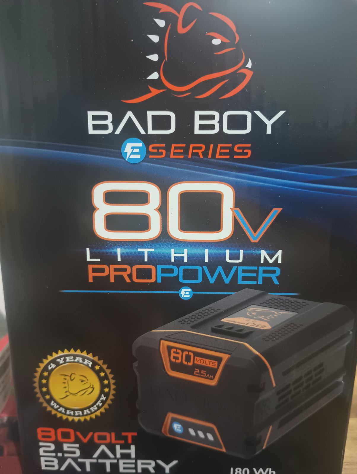 80V 2.5Ah battery for electric tools, shown with black and yellow design, durable build, suitable for various power equipment.