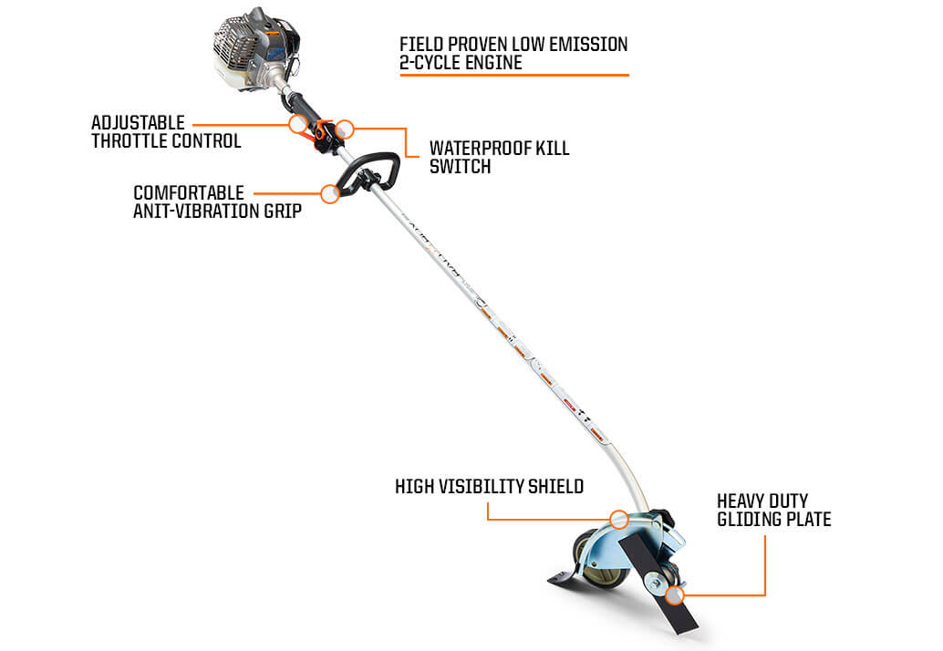 Bad Boy 254 Edger from Indiana Trailer Sales, showcasing the durable outdoor power equipment with a sturdy metal frame.