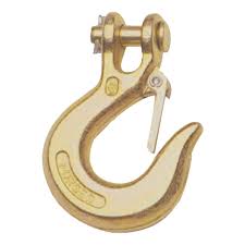 Curt 1/4-inch safety latch clevis hook with 7,800 lbs capacity and 1/4-inch pin, designed for secure trailer and cargo connections.