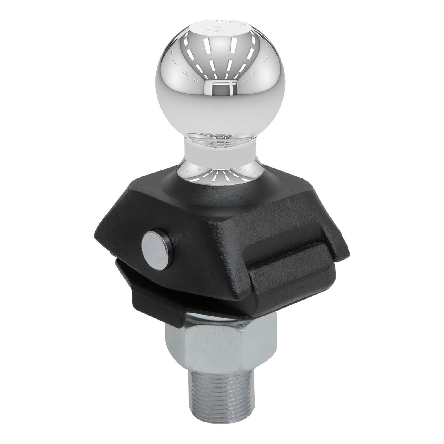 Curt RockerBall 2-inch cushion hitch trailer ball with 3/4-inch shank, rated for 3,500 lbs, packaged for trailer towing.