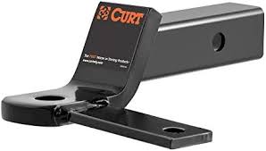 Curt Sway Tab Ball Mount with 2-inch shank, 7,500 lbs capacity, and 2-inch drop for towing trailers.