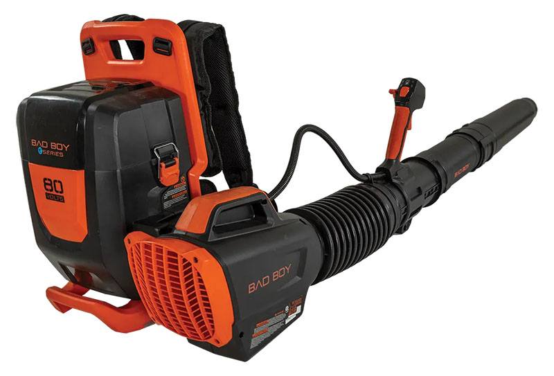 Indiana Trailer Sales dual port backpack blower with 5Ah battery, shown with ergonomic design and adjustable straps for comfortable use.