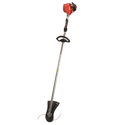 Echo SRM-225 trimmer with a curved shaft, black and orange design, and adjustable handle for trimming grass and weeds.