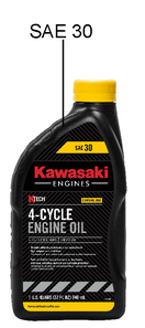 Kawasaki 4-cycle SAE30 motor oil in 1-quart container, suitable for small engines and outdoor power equipment.