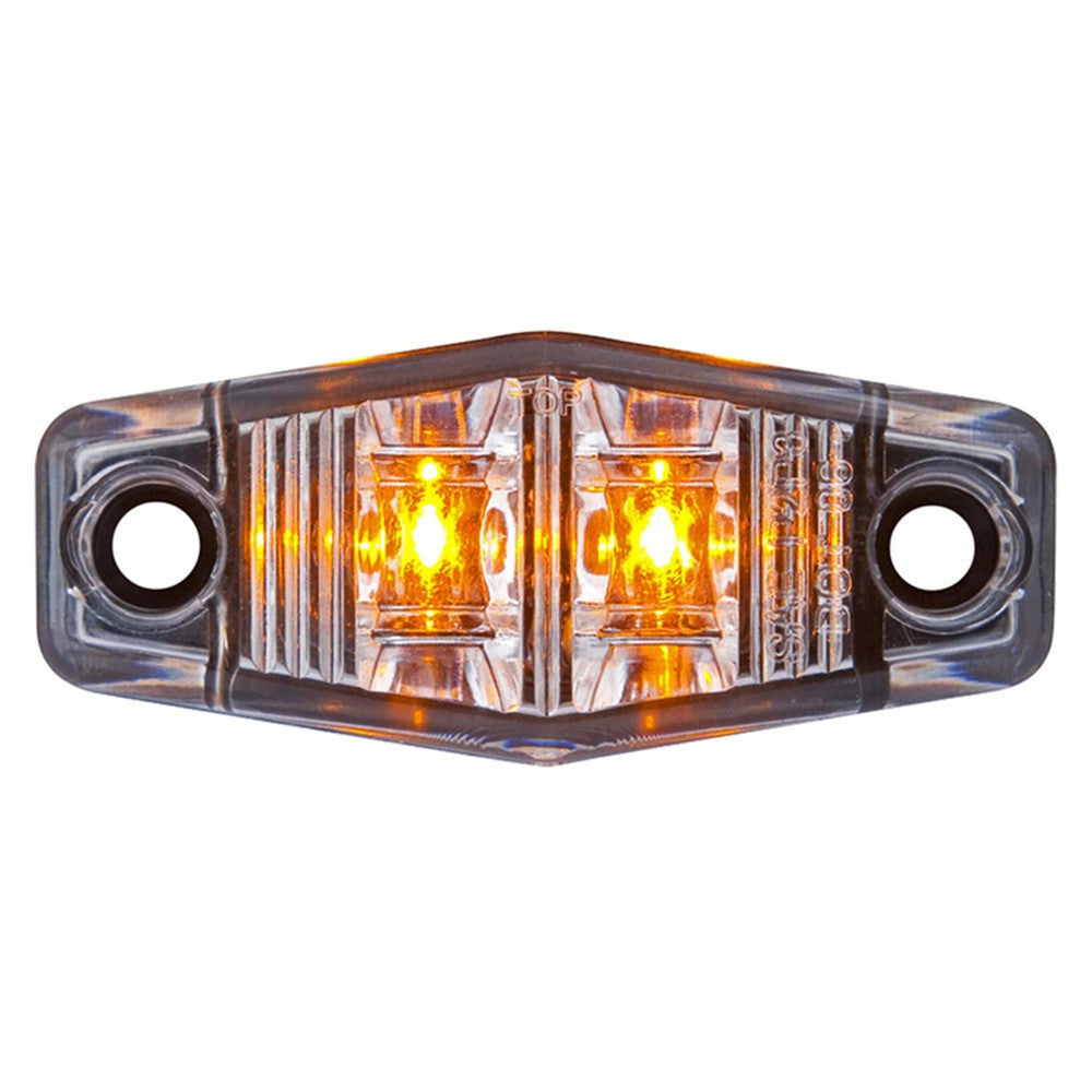 LED amber marker light with clear lens, durable trailer lighting from Indiana Trailer Sales for improved visibility.
