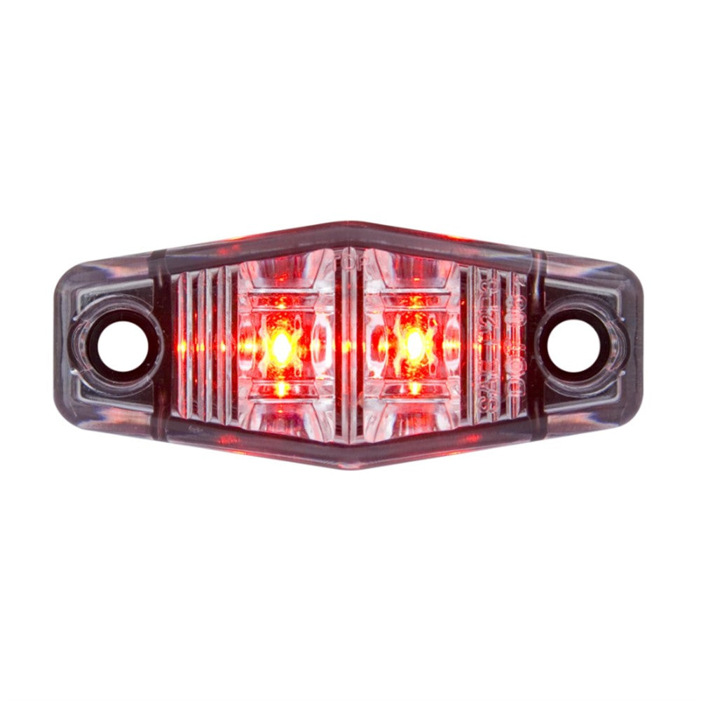 LED red marker light with clear lens from Indiana Trailer Sales, showing a close-up of the durable, bright red indicator.