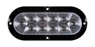 Oval white 6-inch LED utility flange light with 10 diodes, surface mounted, hard-wired connection for trailers and equipment.