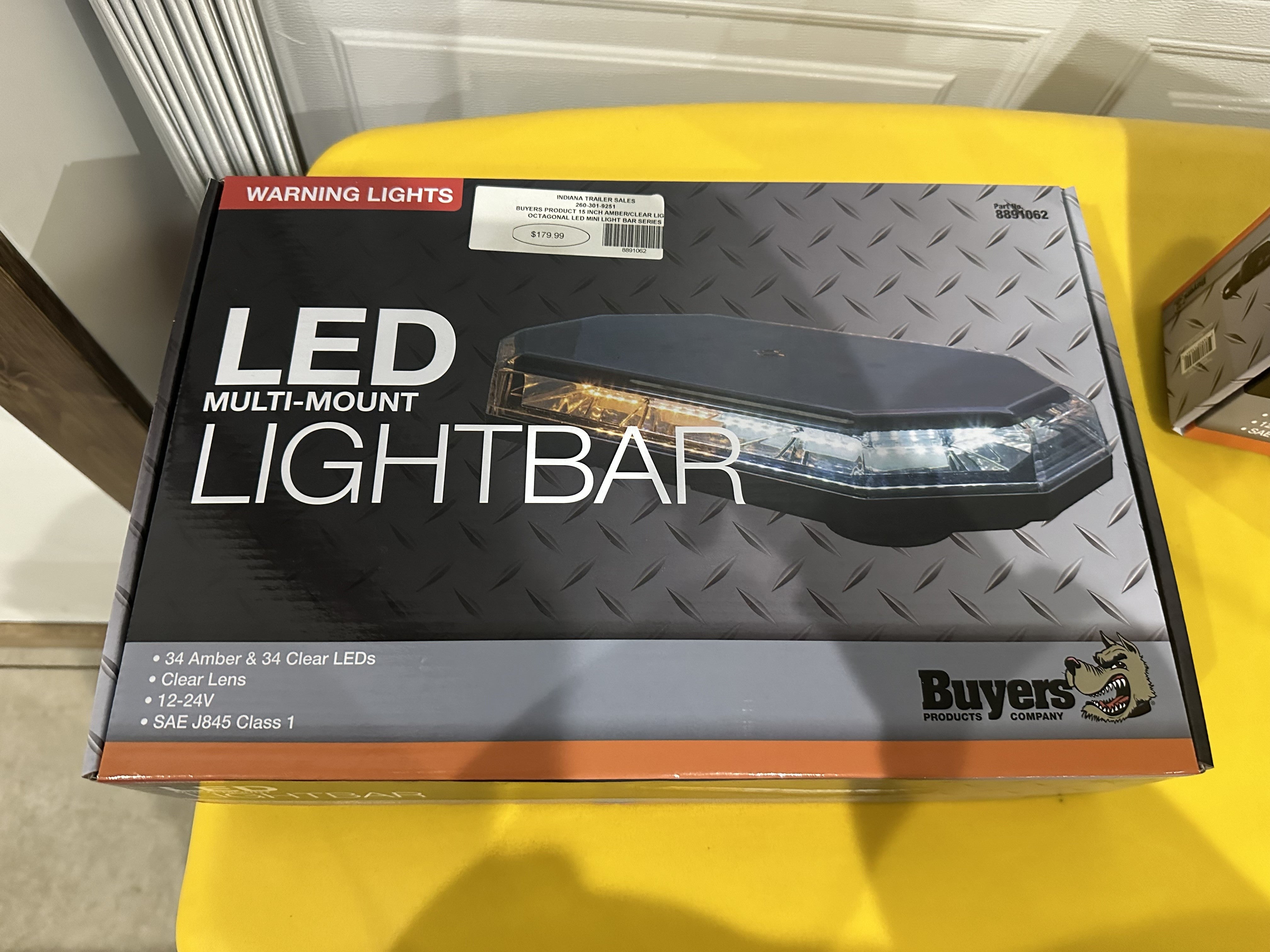 15-inch amber and clear LED mini light bar with octagonal shape, designed for electrical and lighting applications.