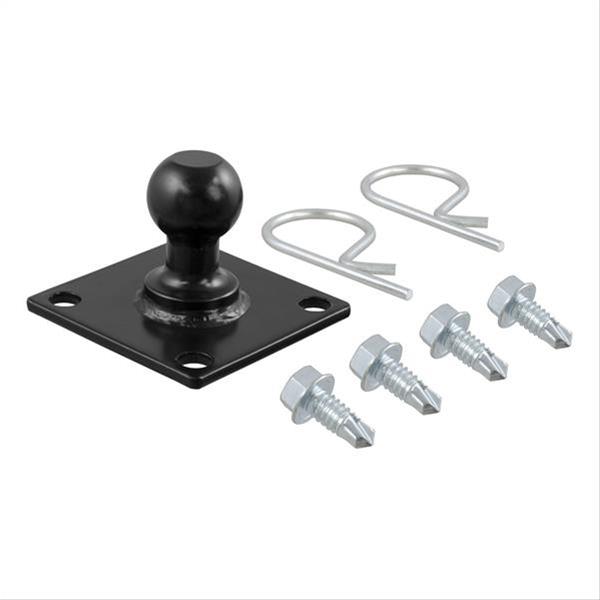 Curt trailer-mounted sway control ball hitch attached to a trailer for stability and safety during towing.