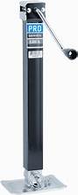 Square side wind trailer jack with drop leg, rated for 8,000 pounds, in black finish, used for stabilizing trailers.