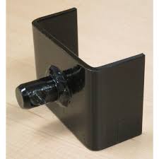 PJ Stake Pocket with Ramp Stabilizer Pin for ramps, gates, and doors, shown with metal stake pocket and stabilizer pin attachment.