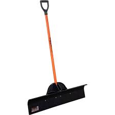Buyers Products 36-inch snow pusher shovel for snow control, with durable blade and ergonomic handle, ideal for clearing snow.