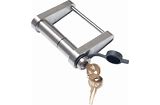 Trailer latch lock for Demco EZ Latch, fits 2 inch and 2-5/16 inch ball and gooseneck couplers, durable trailer lock accessory.