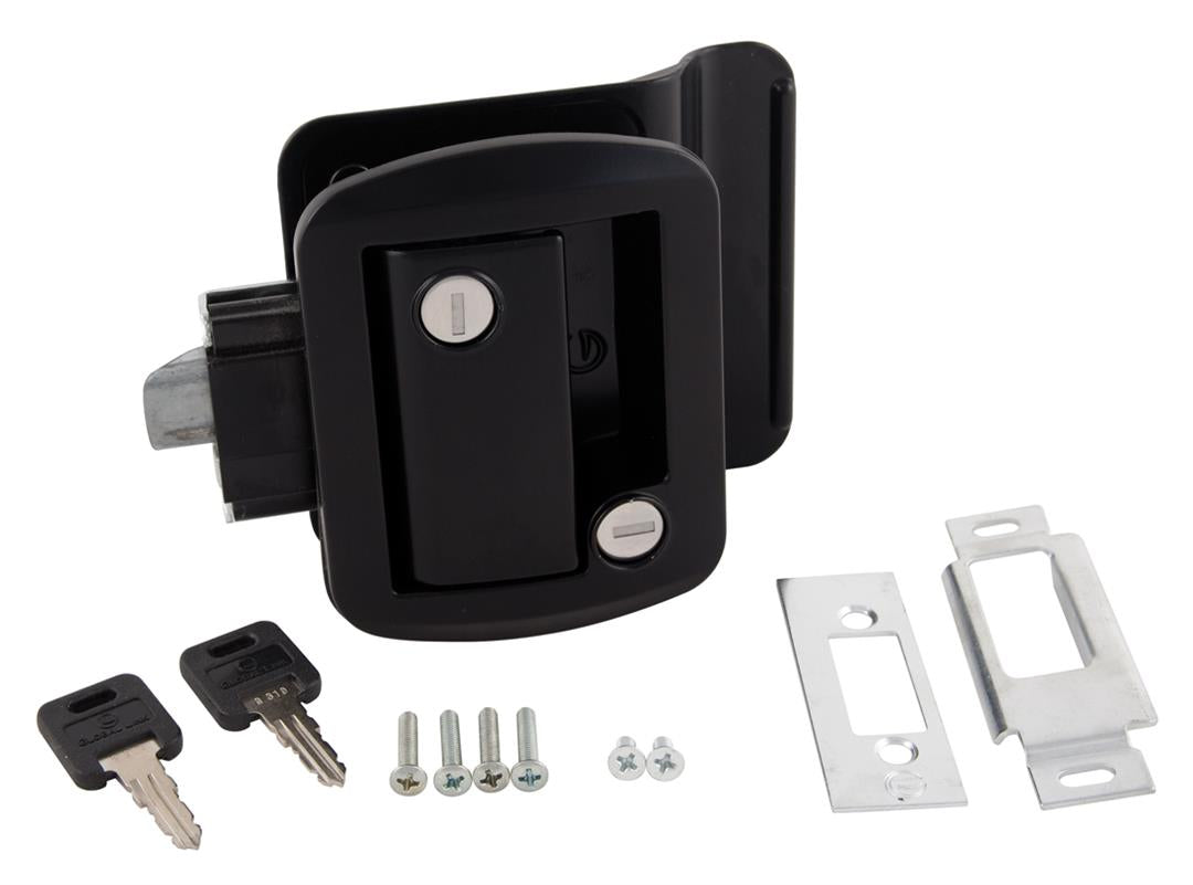 Trailer side door latch from Indiana Trailer Sales, durable lock accessory for secure trailer door closure.