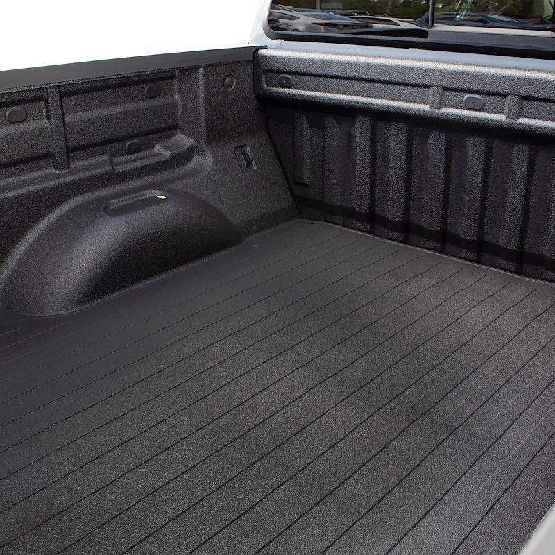 Chevrolet GMC 6.5ft bed mat for truck bed protection from Indiana Trailer Sales, durable rubber truck accessory.