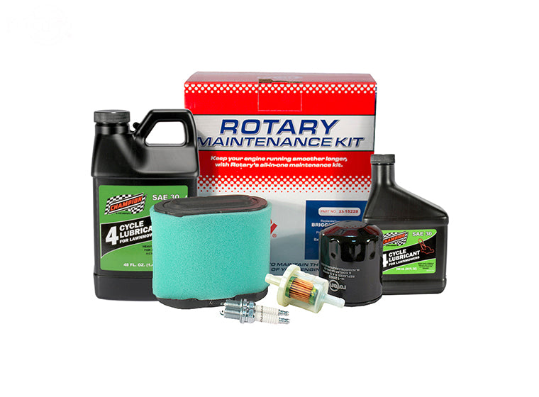 Rotary Corporation engine maintenance kit for Briggs & Stratton V-twin engines, includes parts for professional and extended life models.