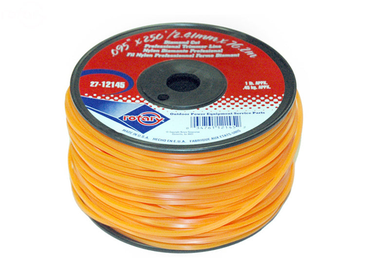 Rotary Corporation .095 trimmer line spool, 1 lb. diamond-edged trimming line for lawn and garden tools.