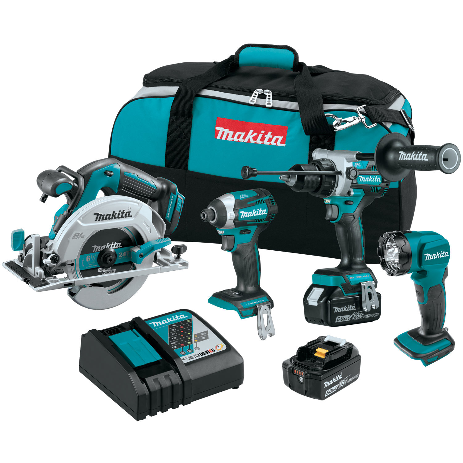 Makita 18V LXT® Lithium‑Ion Brushless Cordless 4‑Pc. Combo Kit (5.0Ah) - Indiana Trailer Sales