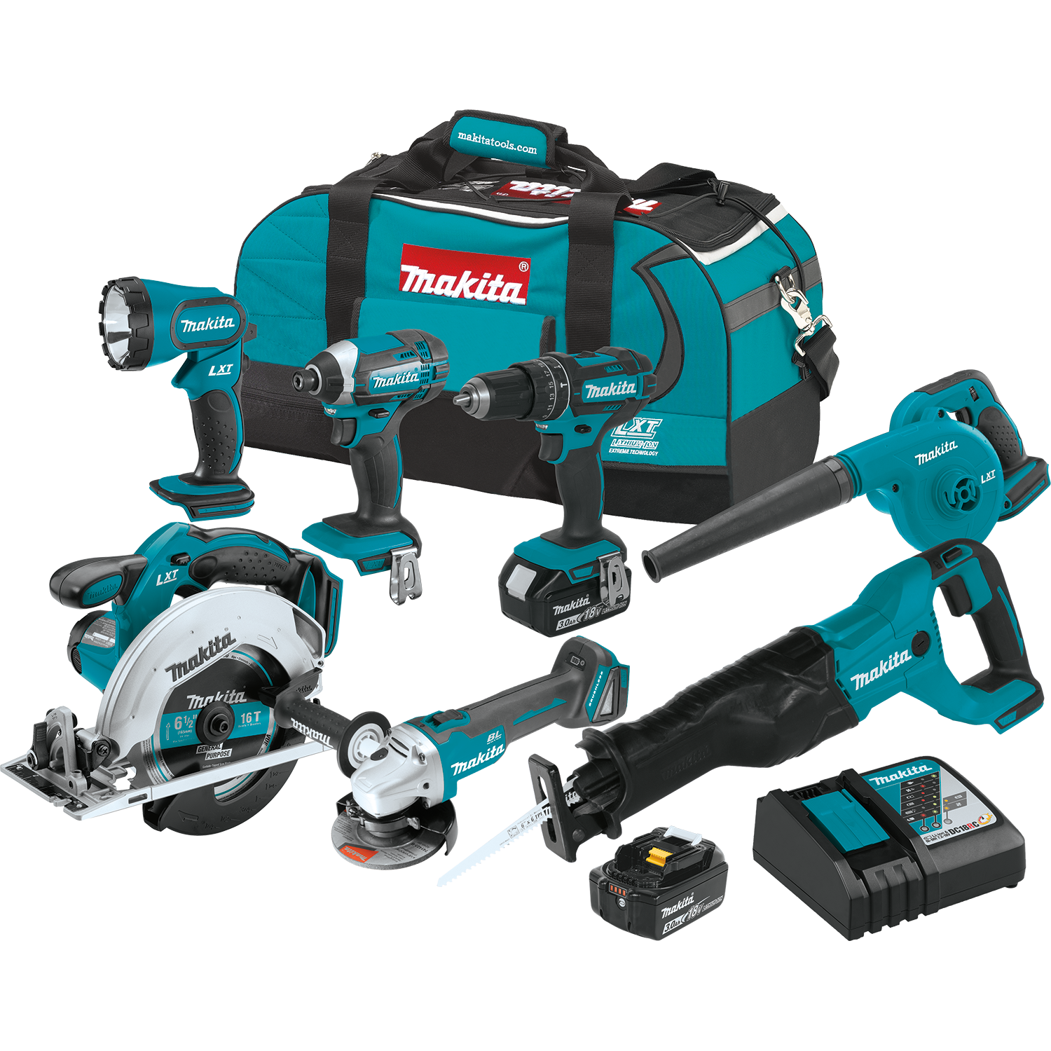 Makita 18V LXT® Lithium‑Ion Cordless 7‑Pc. Combo Kit (3.0Ah) - Indiana Trailer Sales