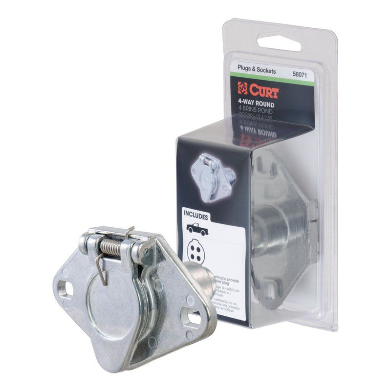 Curt - 58071 - 4-WAY ROUND CONNECTOR SOCKET VEHICLE SIDE