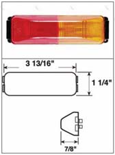 LIGHT C/M DBL BULB AMB/RED P SELD +80 FEND MT 3.81 RECT - 8100157 - Indiana Trailer Sales