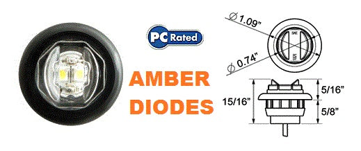 LED C/M 1 RND AMB/CLEAR PC AMBER 2 DIODE W/GRMT - 8100815