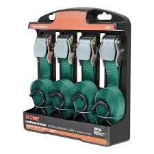 Curt - 83016 - 16FT DARK GREEN CARGO STRAPS WITH S-HOOKS (300 LBS 4-PACK)