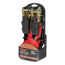 Red cargo straps from Curt Manufacturing, LLC, 2-pack for secure cargo control and transportation.