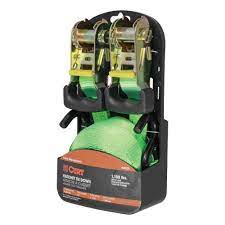 Green Curt Manufacturing cargo straps in a 2-pack, designed for secure cargo control and transportation.