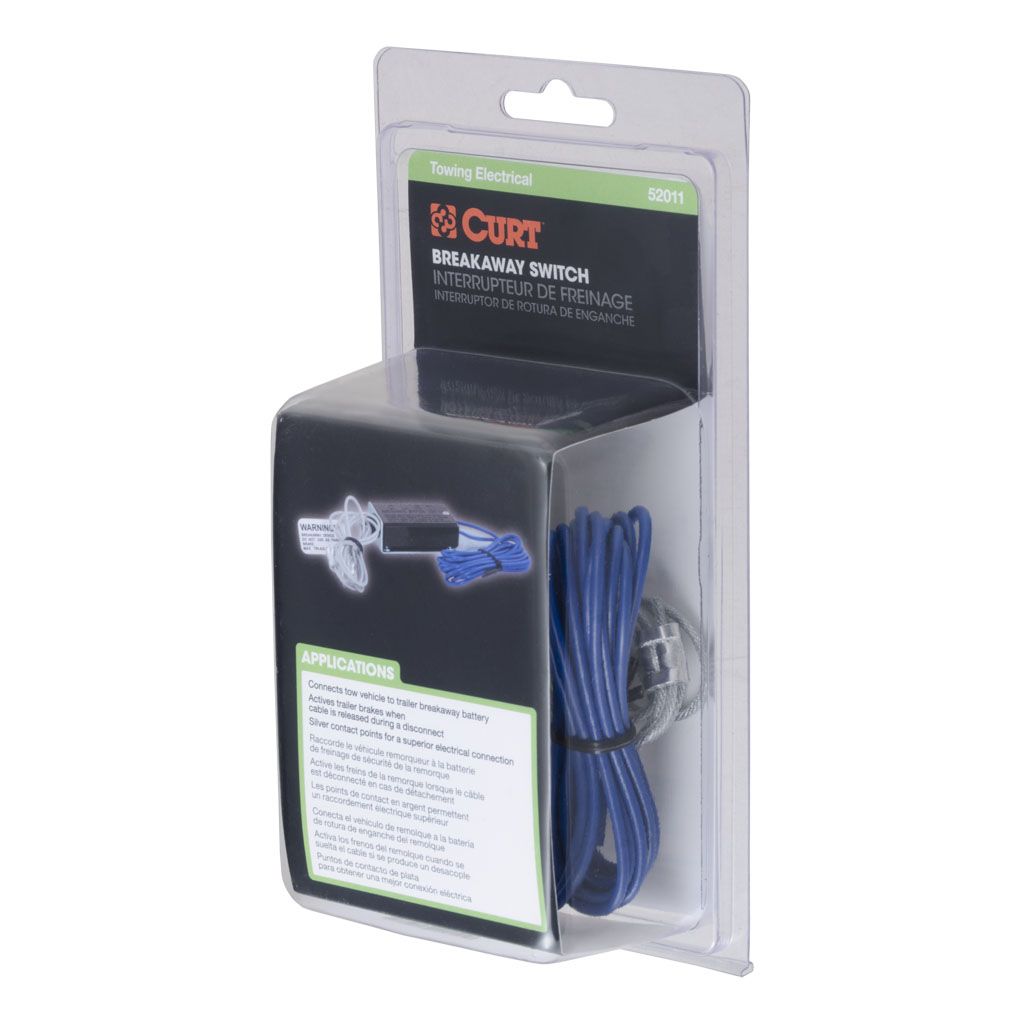 Curt Manufacturing LLC breakaway switch for trailer safety, packaged electrical and lights component in a compact box