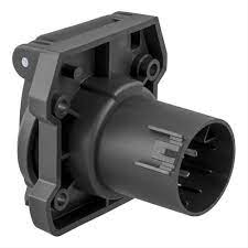 Heavy-duty OEM 7-way RV blade socket by Curt Manufacturing, LLC, for USCAR electrical connection in RVs and trailers.