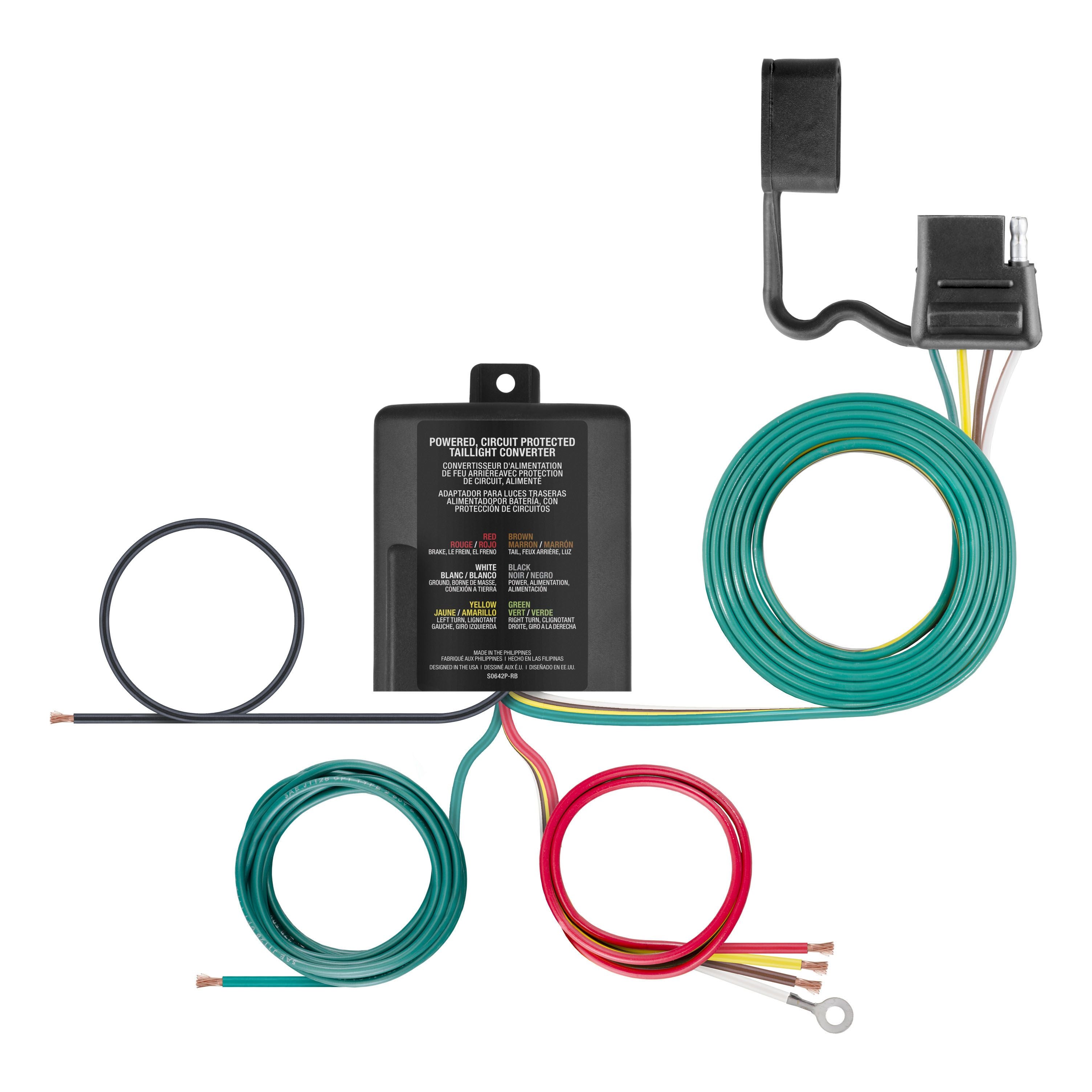 Curt Manufacturing 56496 powered 3-to-2-wire taillight converter for vehicle electrical and lighting systems.