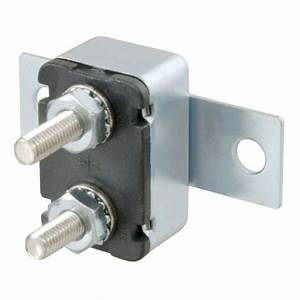 Curt Manufacturing 40-amp universal circuit breaker, electrical component with black casing and metal terminals for circuit protection.