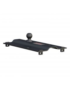 Curt 16055 bent plate 5th wheel gooseneck hitch with 3-inch offset and ball for secure towing and heavy-duty hauling.