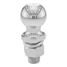 Curt Manufacturing LLC trailer ball, 2 x 1 x 2 1/8 inches, for hitches, with a shiny metal finish and mounting hole.