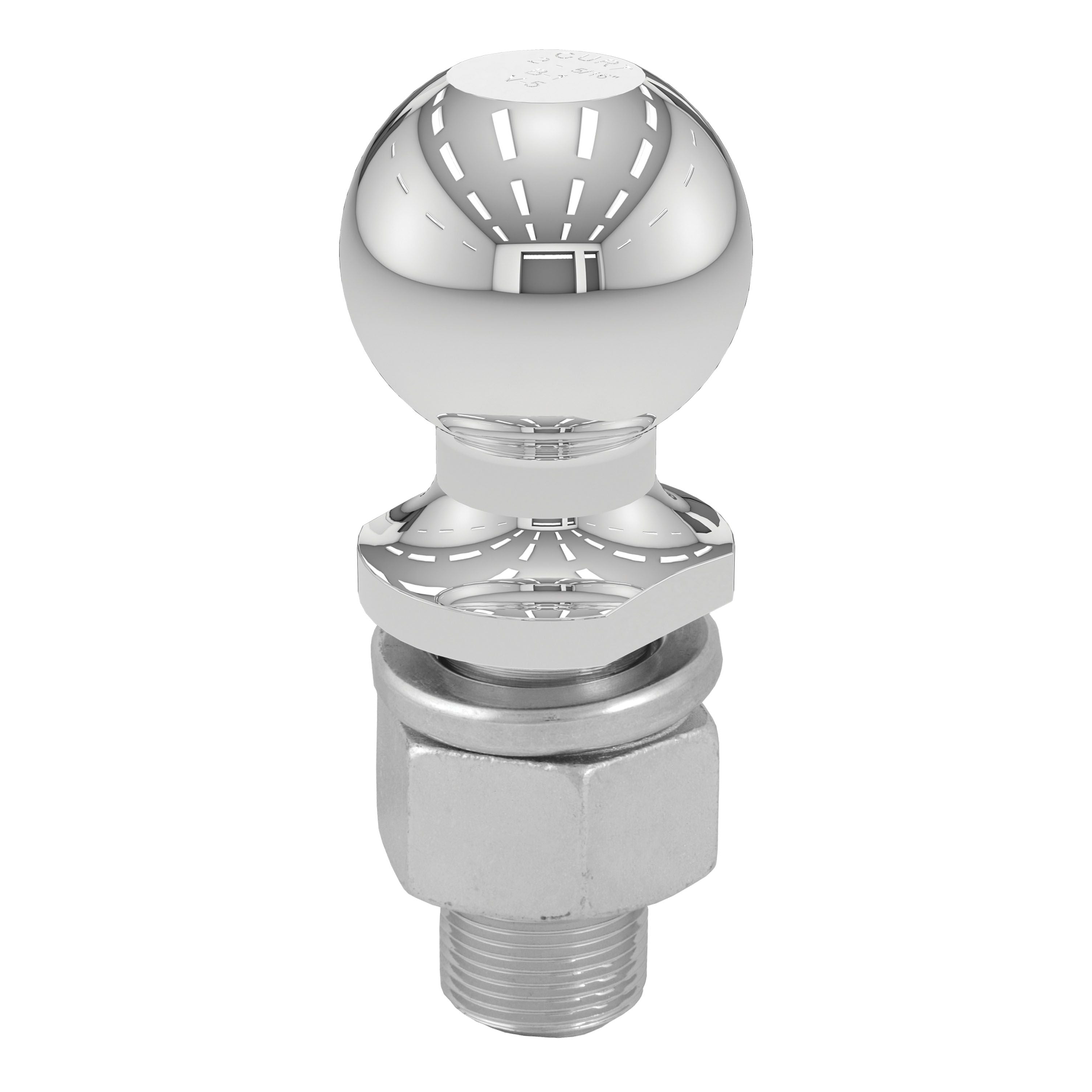 Chrome Curt trailer ball, 2-5/16 inch, 1-1/4 inch diameter, 2-5/8 inch shank, rated for 10,000 lbs, for hitch towing.