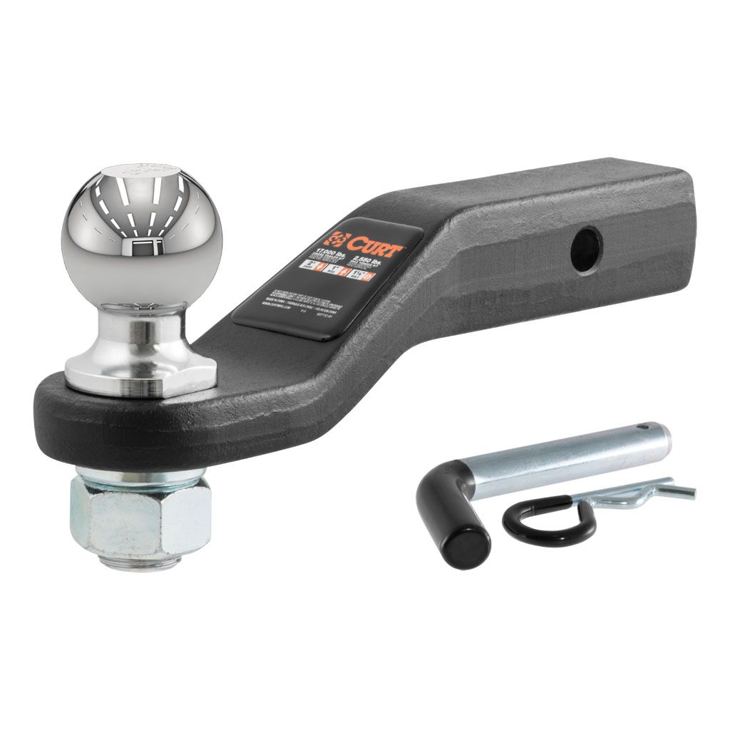 Curt Manufacturing loaded forged ball mount hitch with 2-5/16 inch ball, 2-inch shank, 15,000 lbs capacity, 2-inch drop.