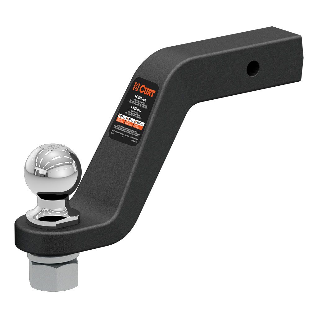 Curt Loaded Forged Ball Mount with 2-5/16 inch ball, 2-inch shank, 15,000 lbs capacity, 6-inch drop hitch for towing.
