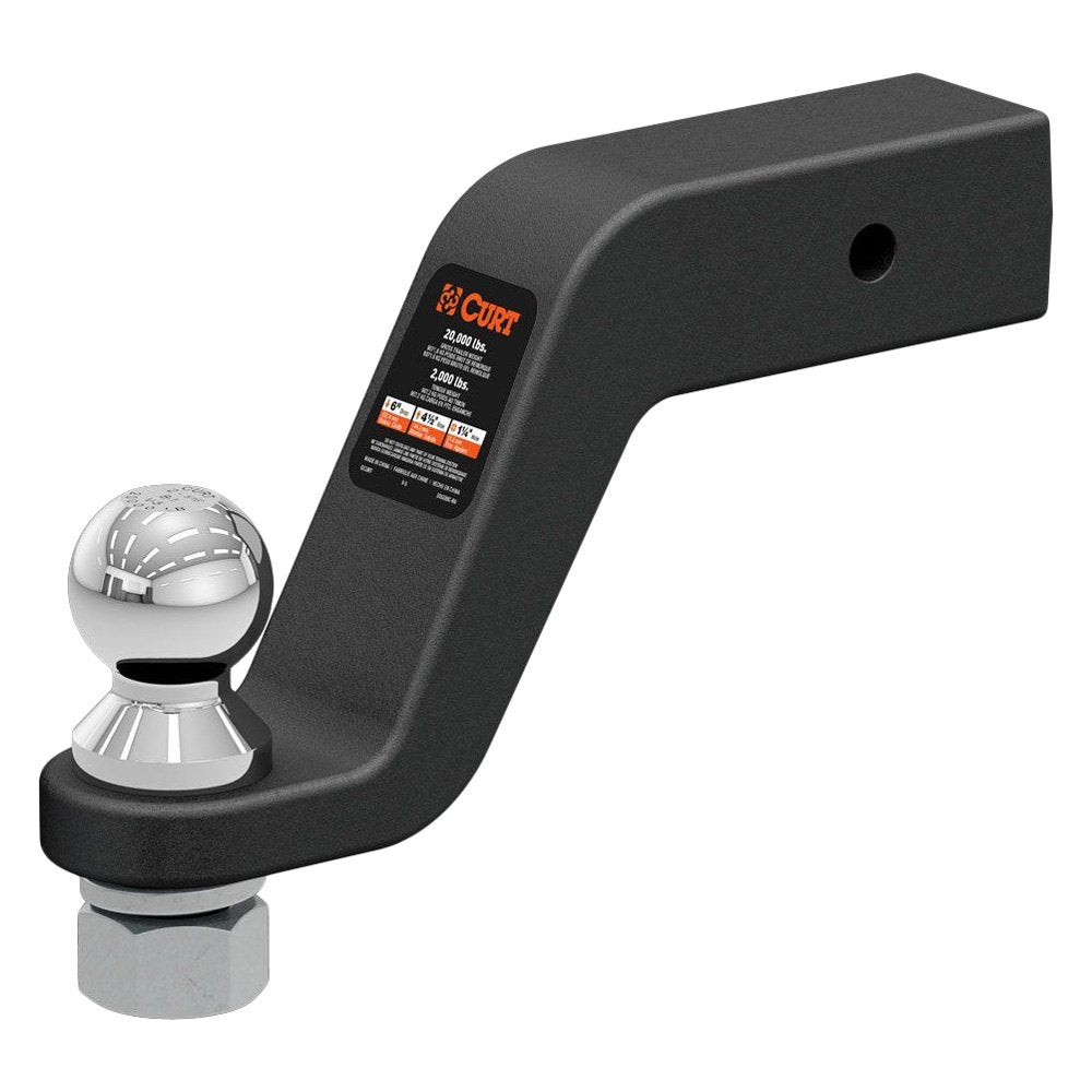 Curt Manufacturing forged ball mount hitch with 2-5/16 inch ball, 2-1/2 inch shank, 20,000 lbs capacity, 6-inch drop for towing.