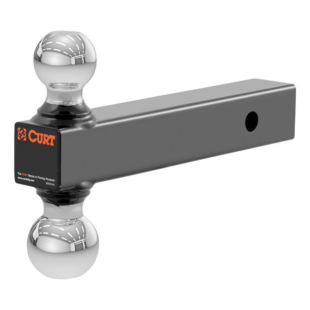 Curt Multi-Ball Mount hitch with 2-inch solid shank and chrome balls, suitable for various trailer towing applications.