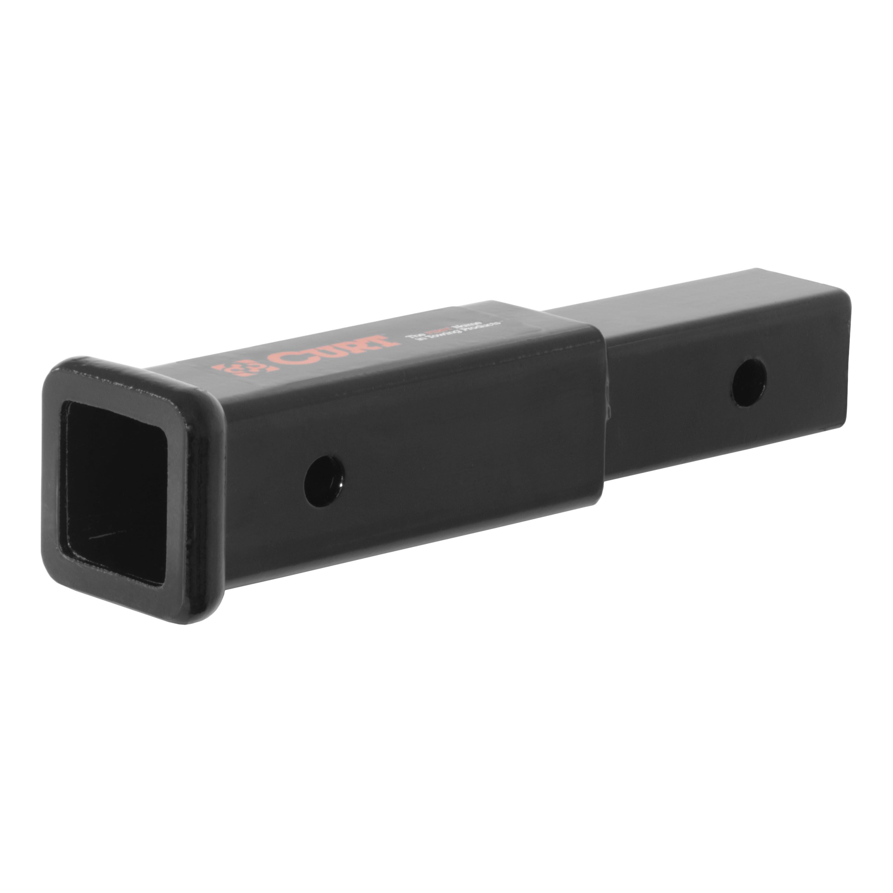 Curt 45791 8-inch receiver tube extender with 2-inch shank, rated for 3,500 lbs, used for hitch extension and towing.