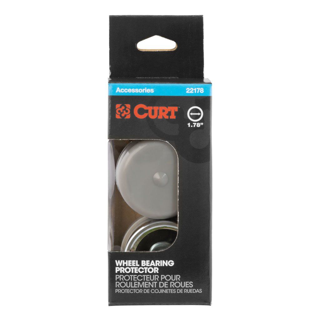 Curt 22178 trailer bearing protectors and covers, 1.78-inch size, durable trailer lock accessories for enhanced wheel protection.