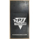 PJ Mudflap 12 1/4x27 for PJ trailers, body and frame component, with black rubber surface and mounting brackets.